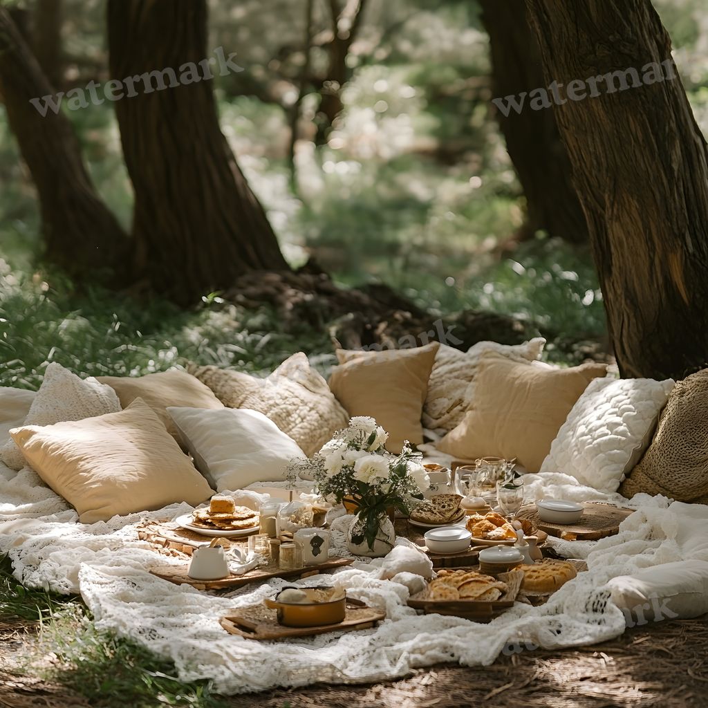 Bohemian Picnic digital photo backdrop for photo editing, preview 6