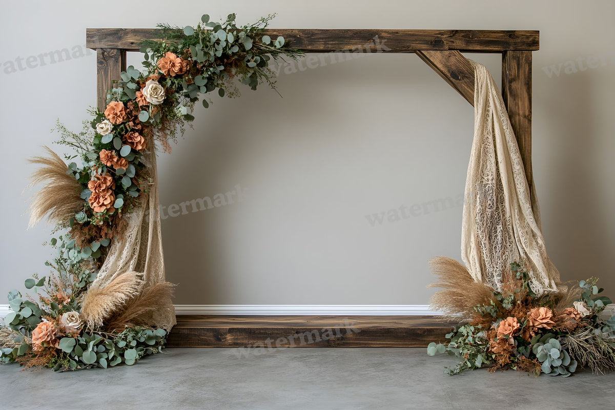 Boho Natural Wood Arch Backdrop Images