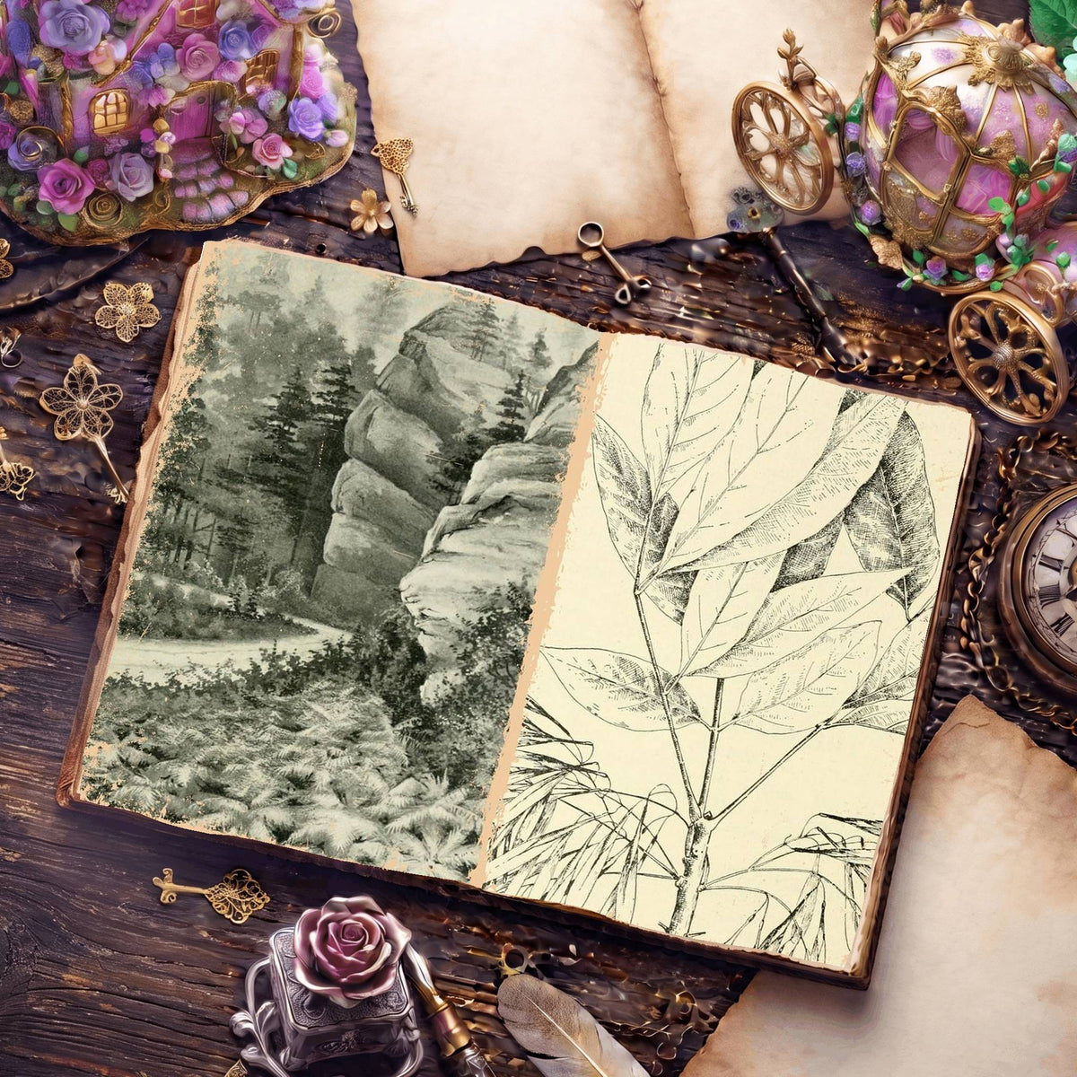 Botanical Sketches Digital Papers