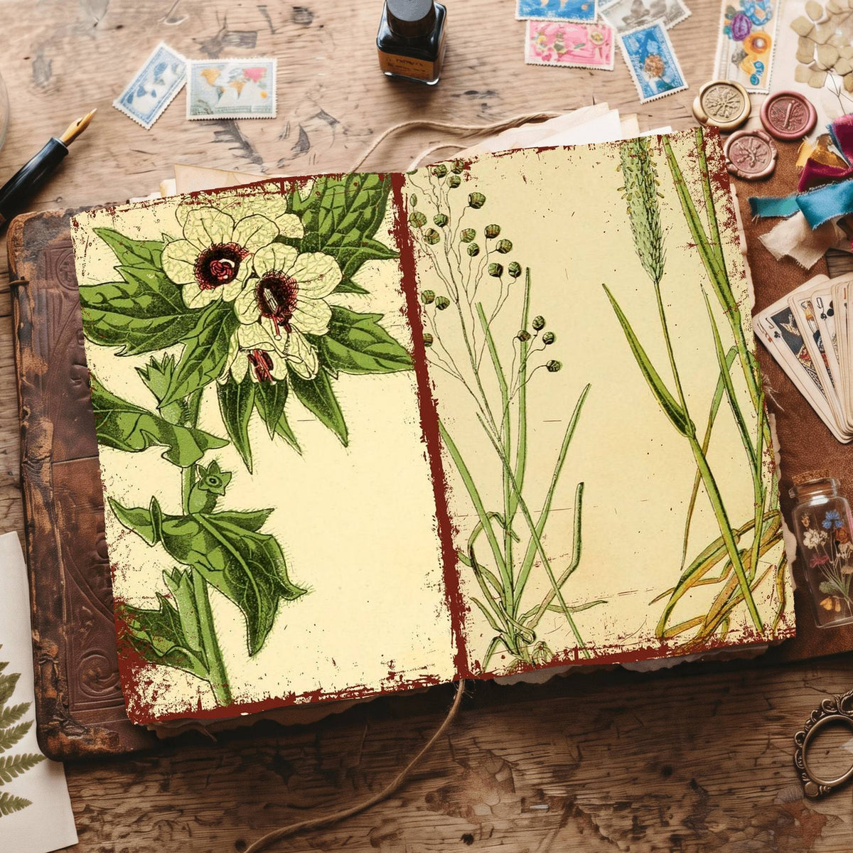 Botanical printable junk journal paper, page preview 8