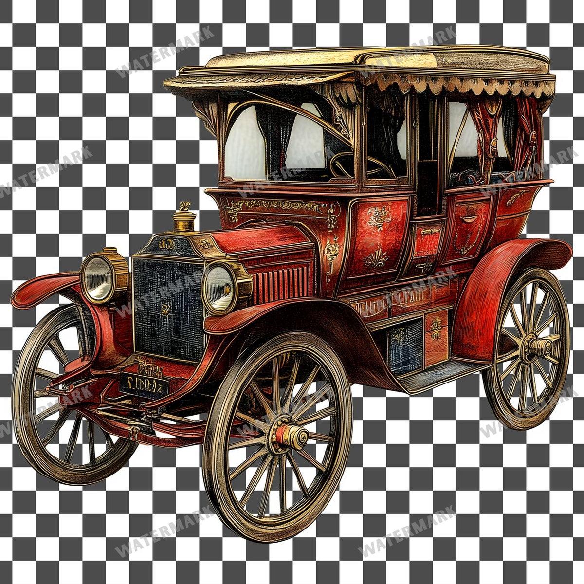 Car Vintage Style Clipart Pngs