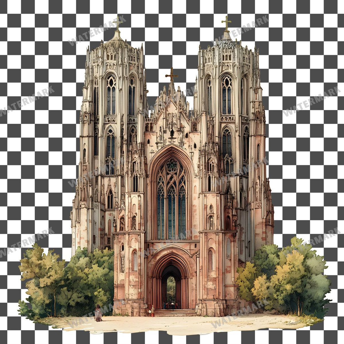 Cathedral Vintage Style Clipart Pngs