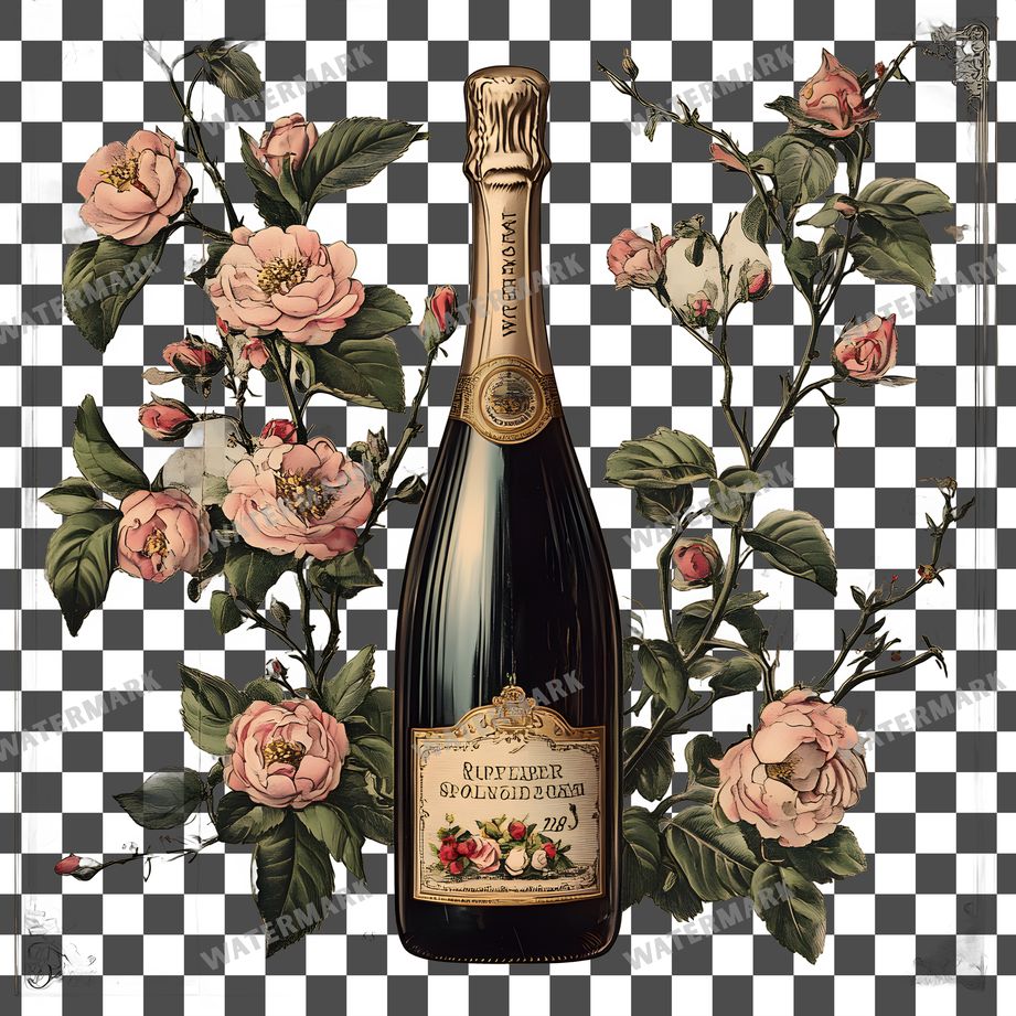 Champagne Vintage Style Clipart Pngs