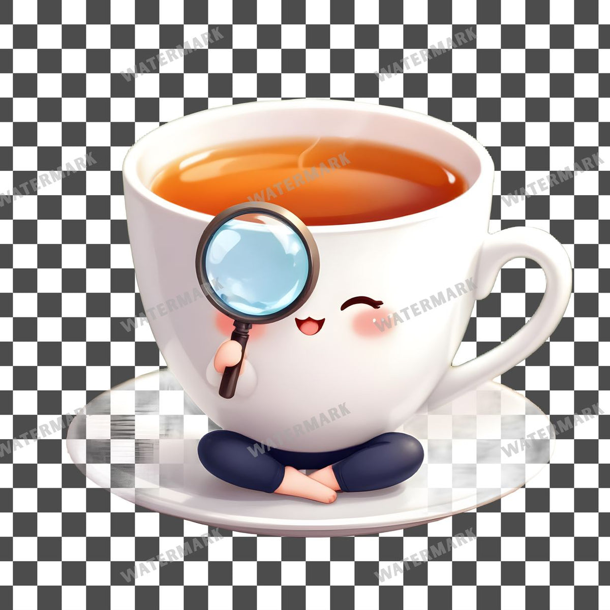 Chibi Singing Teacup clipart PNG on a transparent background, design 8