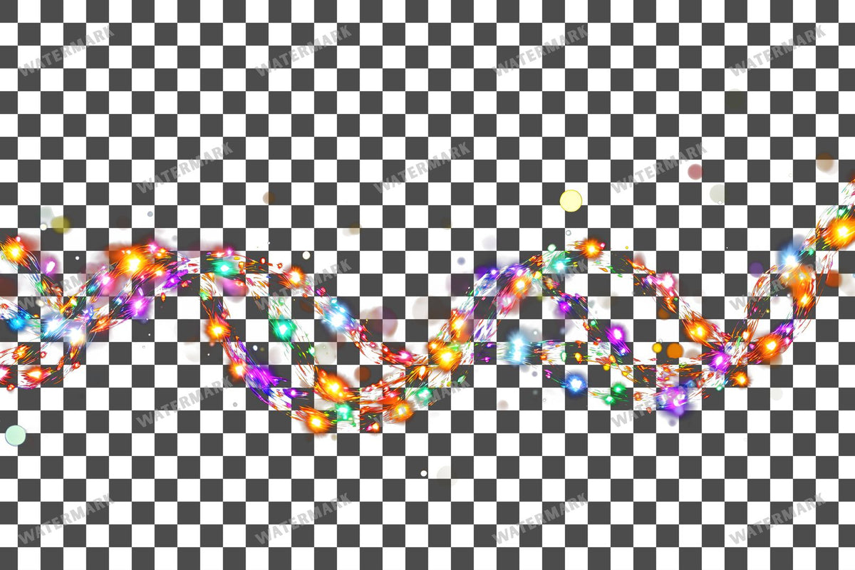 Christmas Lights PNG overlay on a transparent checkered background, preview 8