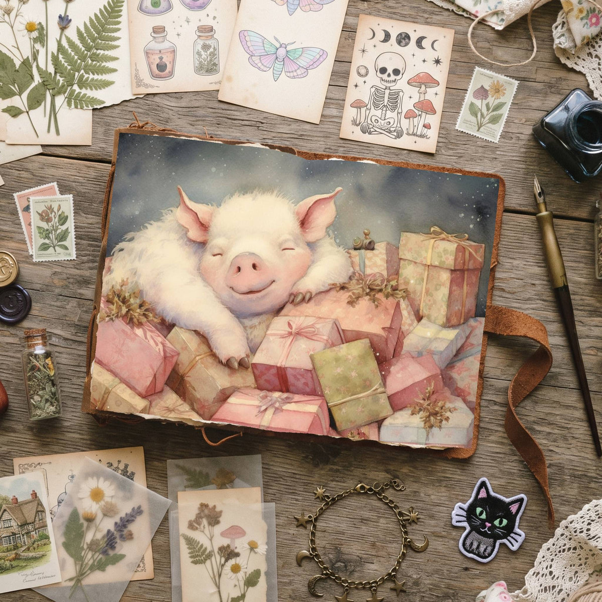 Christmas Piglets Digital Papers