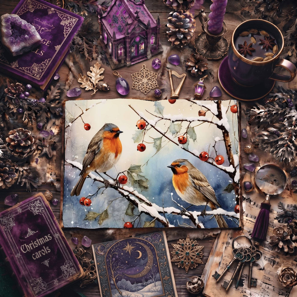 Christmas Robins Digital Papers