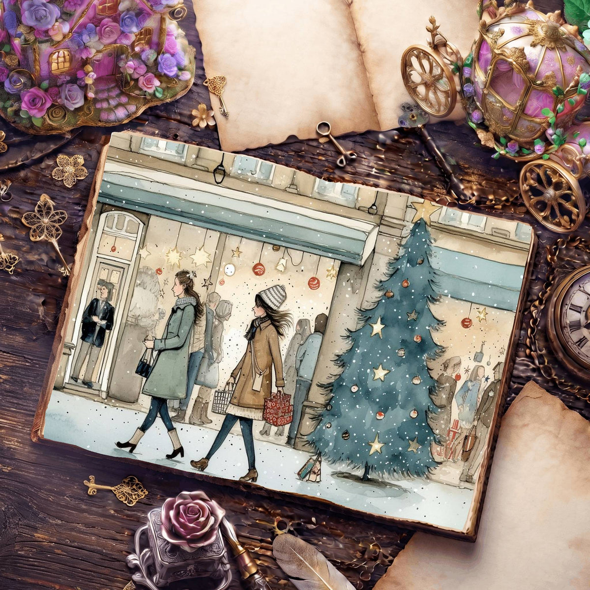 Christmas Shopping Digital Papers