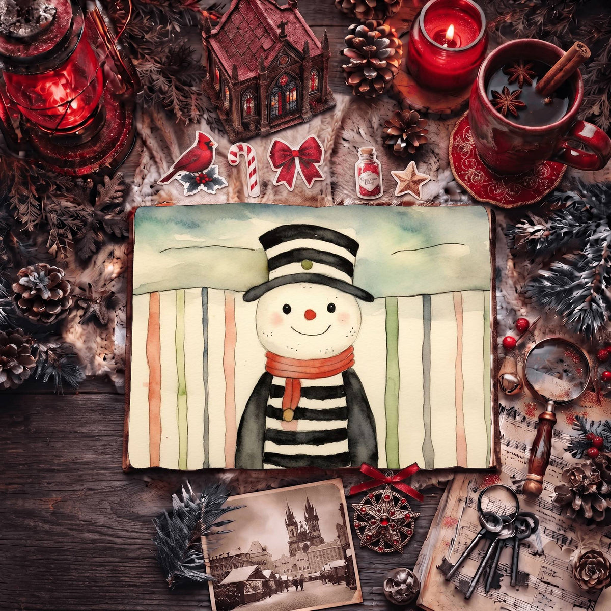 Christmas Snowman Digital Papers