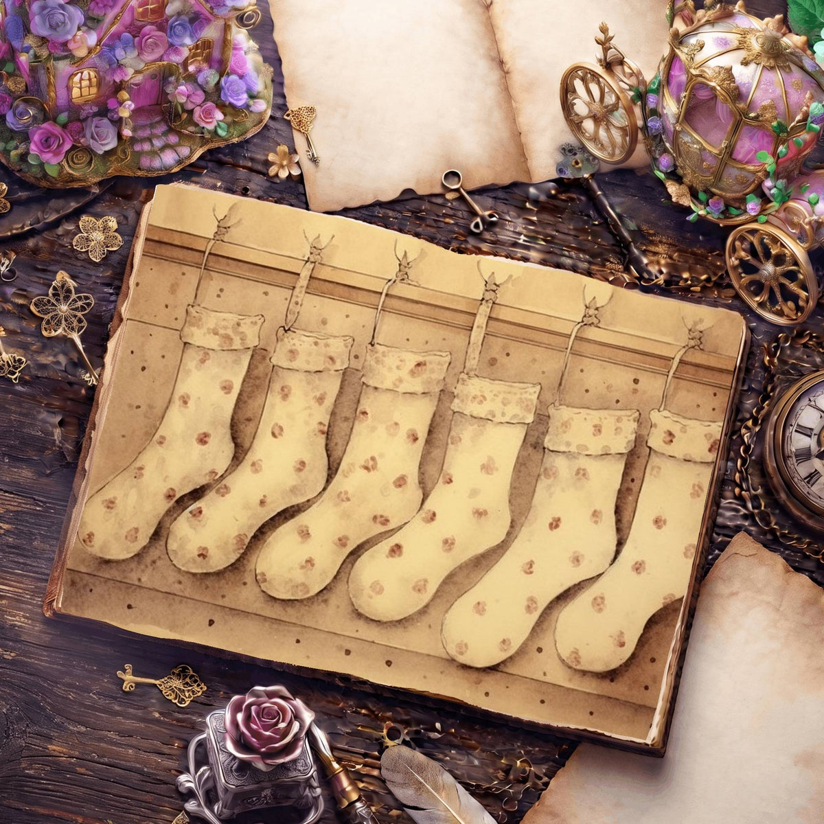 Christmas Stockings Digital Papers