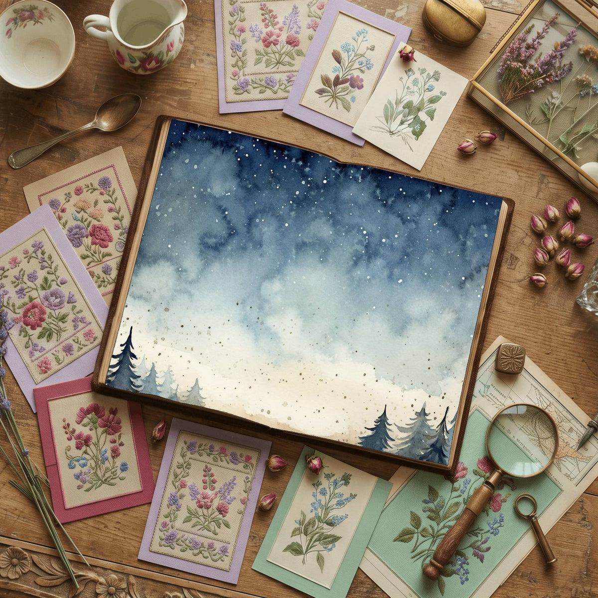 Christmas Winter Nights Digital Papers