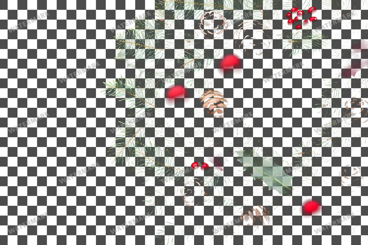 Christmas Wreath PNG overlay on a transparent checkered background, preview 8