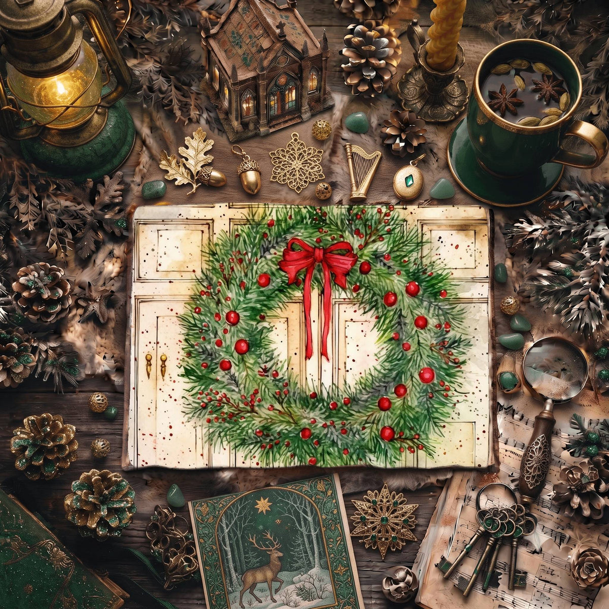 Christmas Wreaths Digital Papers