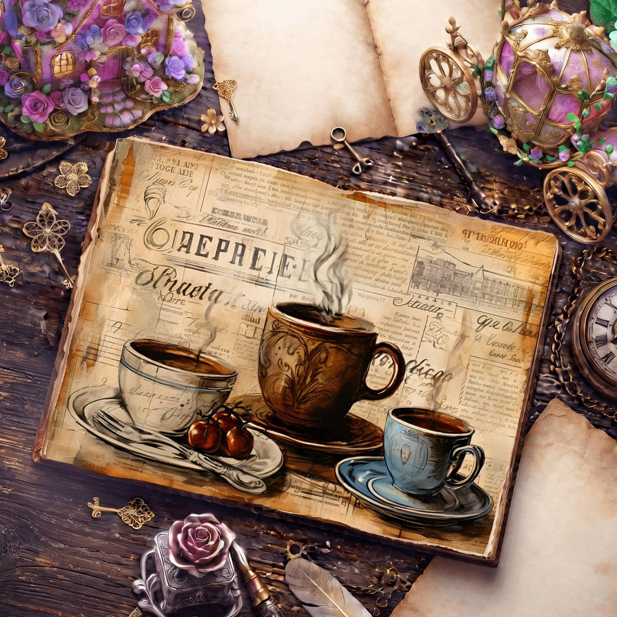 Coffee Cups Digital Papers