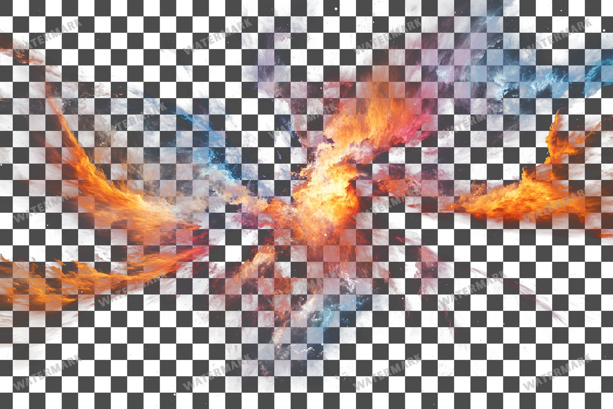 Cosmic Nebula Cloud Burst PNG overlay on a transparent checkered background, preview 8