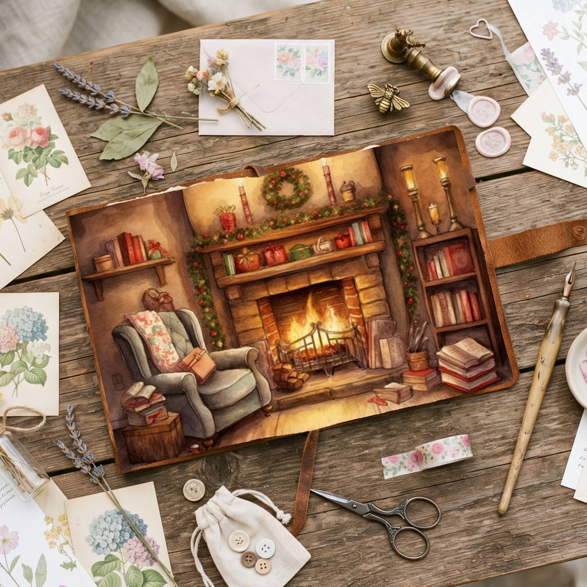 Cosy Christmas Fireplace Digital Papers