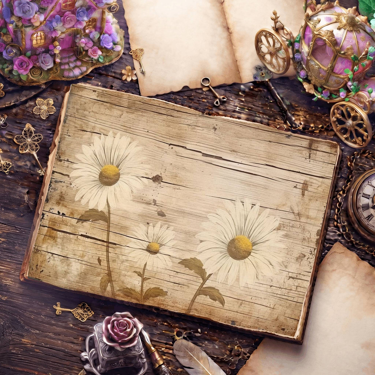 Daisy Flowers Digital Papers