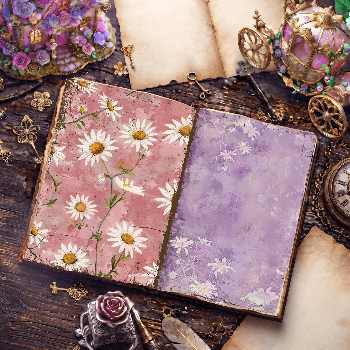 Daisy Flowers Digital Papers