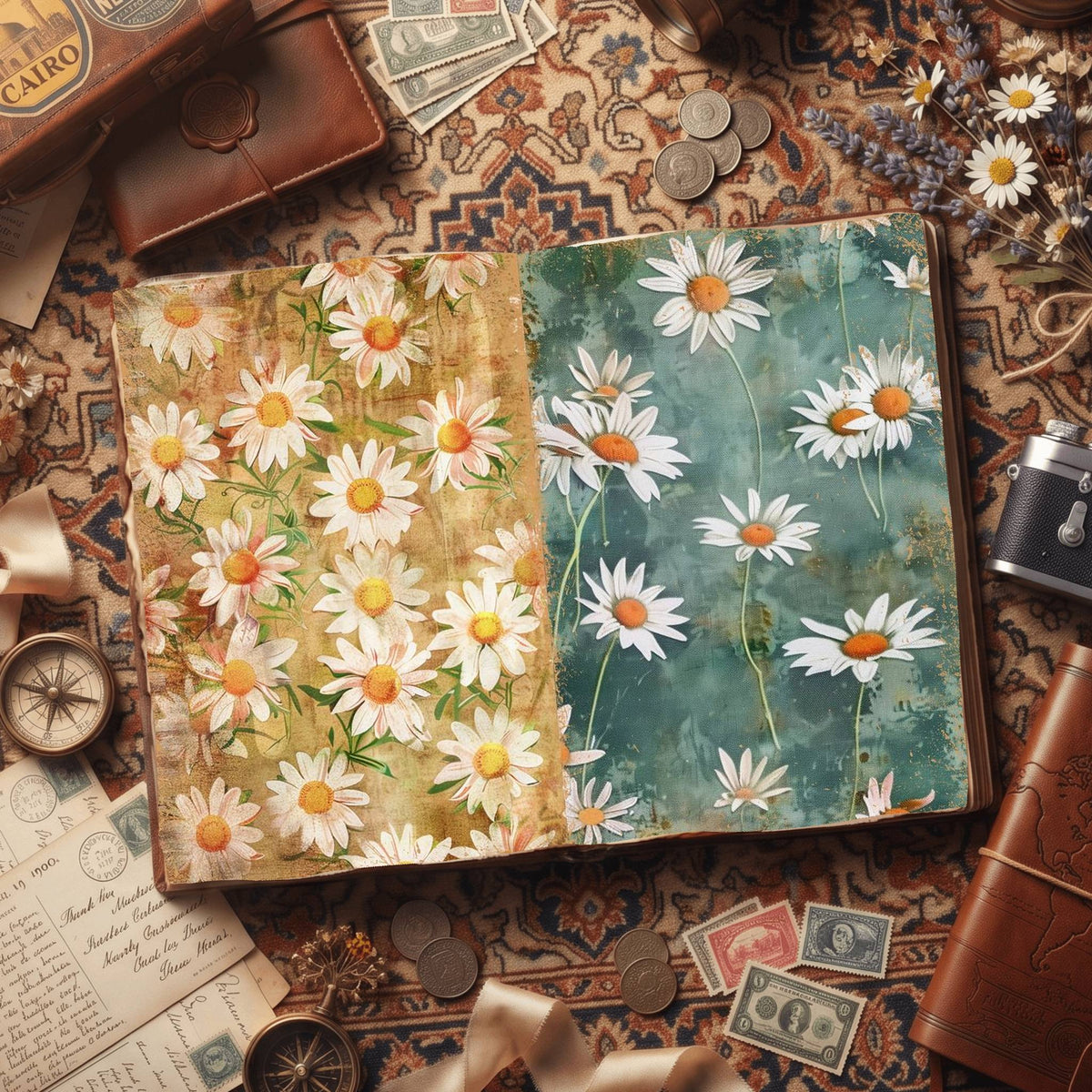 Daisy Flowers Digital Papers