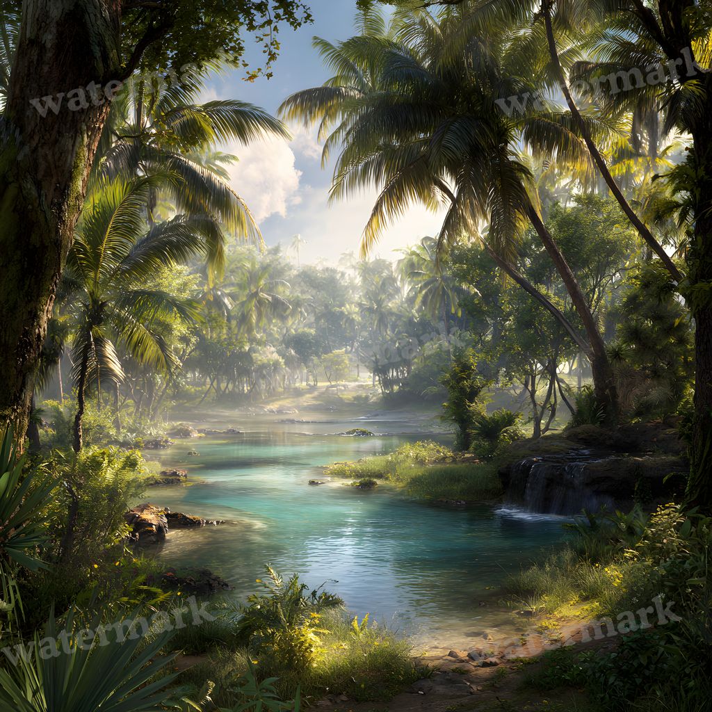 Detailed Tropical Landscape Backdrop Images