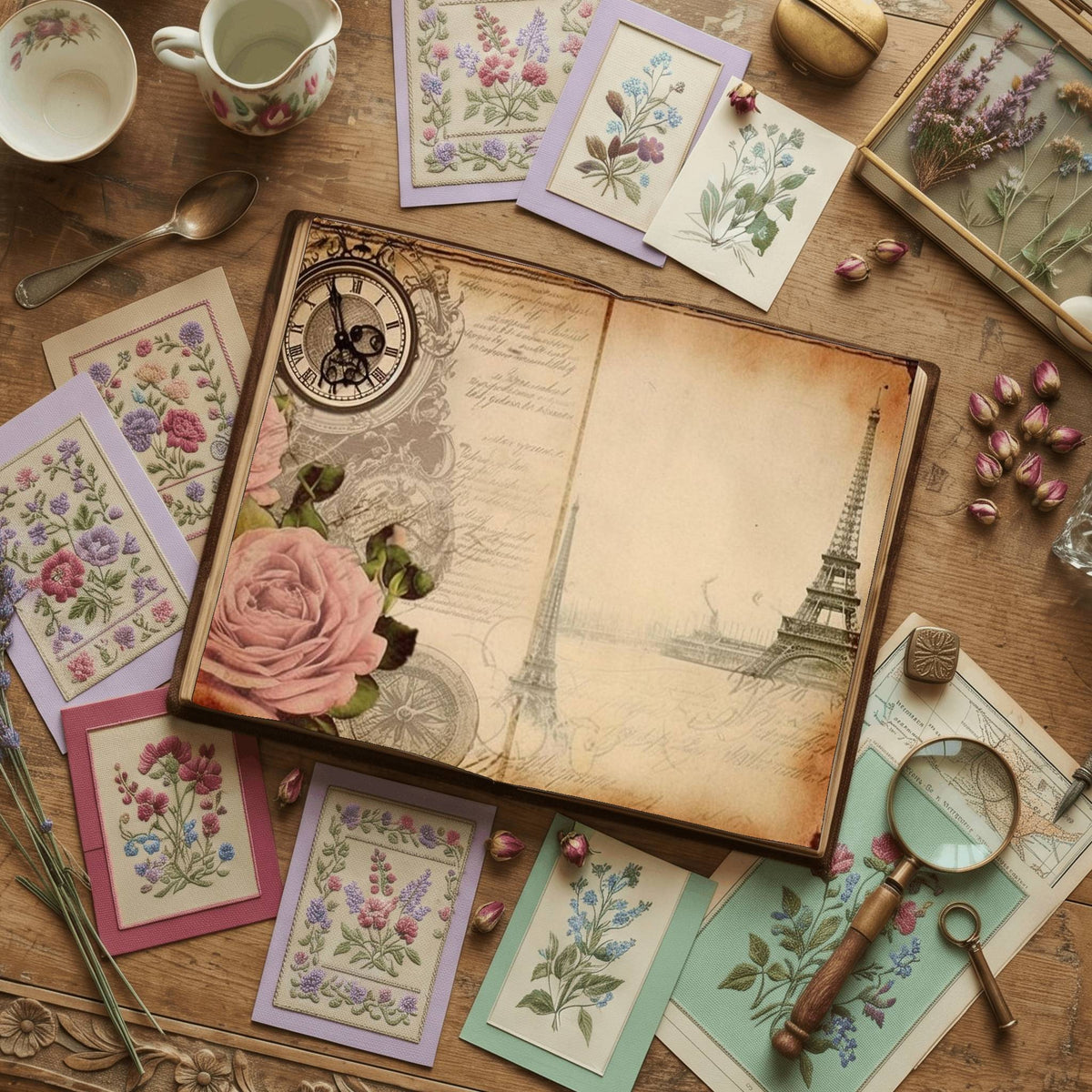 Faded Pink Roses Digital Papers