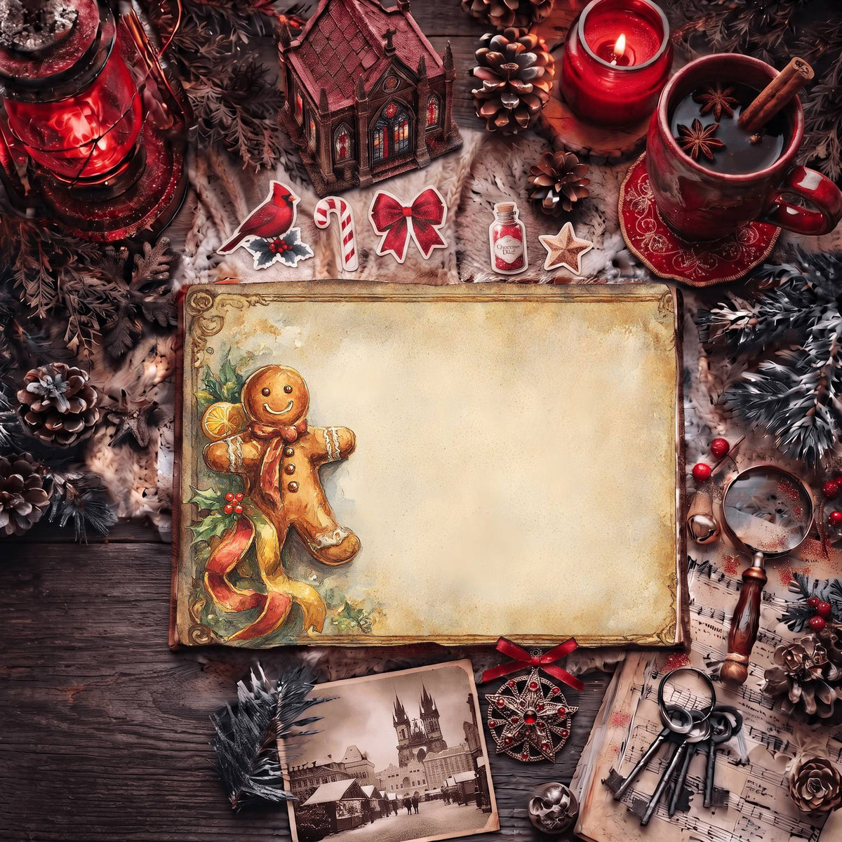 Festive Holiday Gingerbread Man Digital Papers