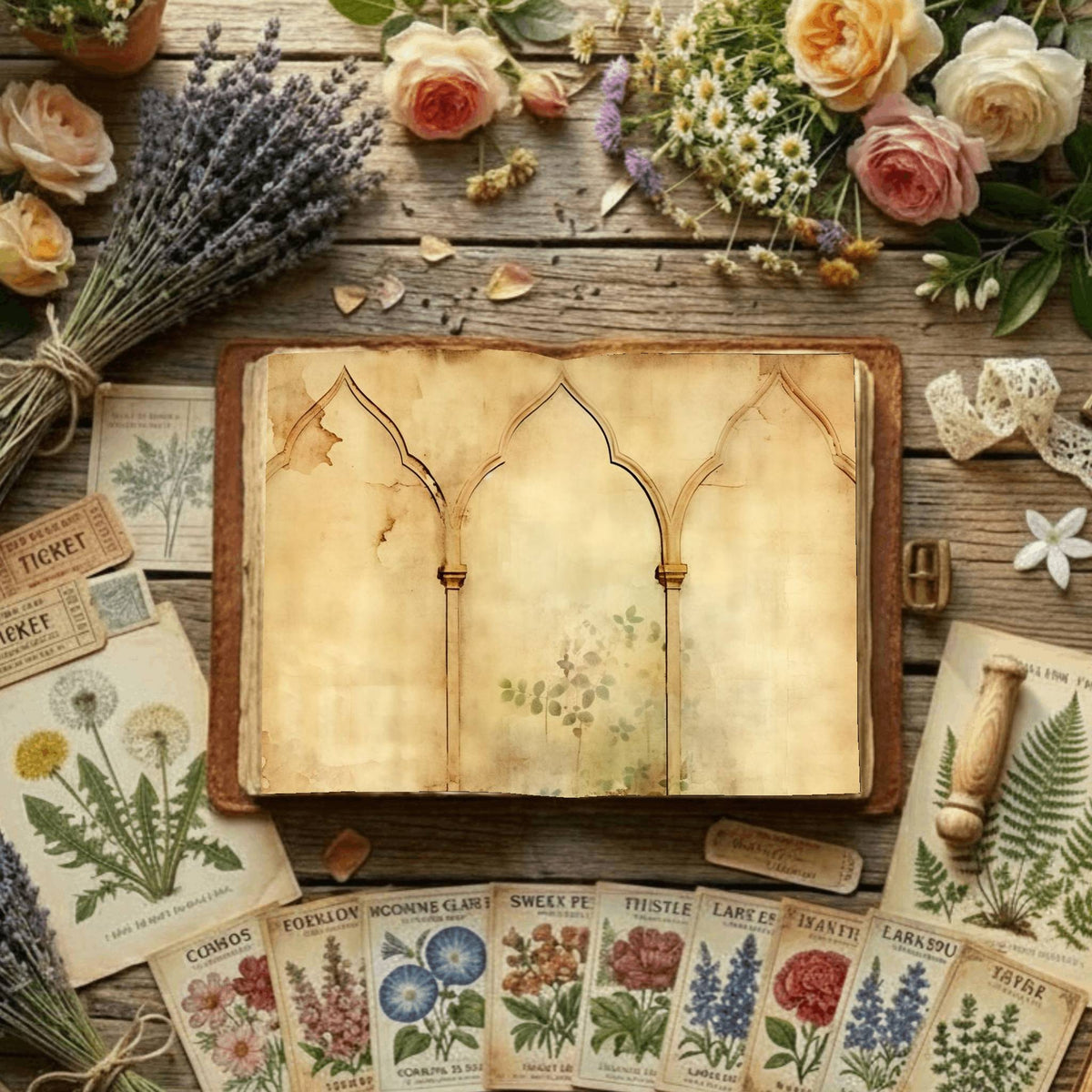 Floral Arches Digital Papers
