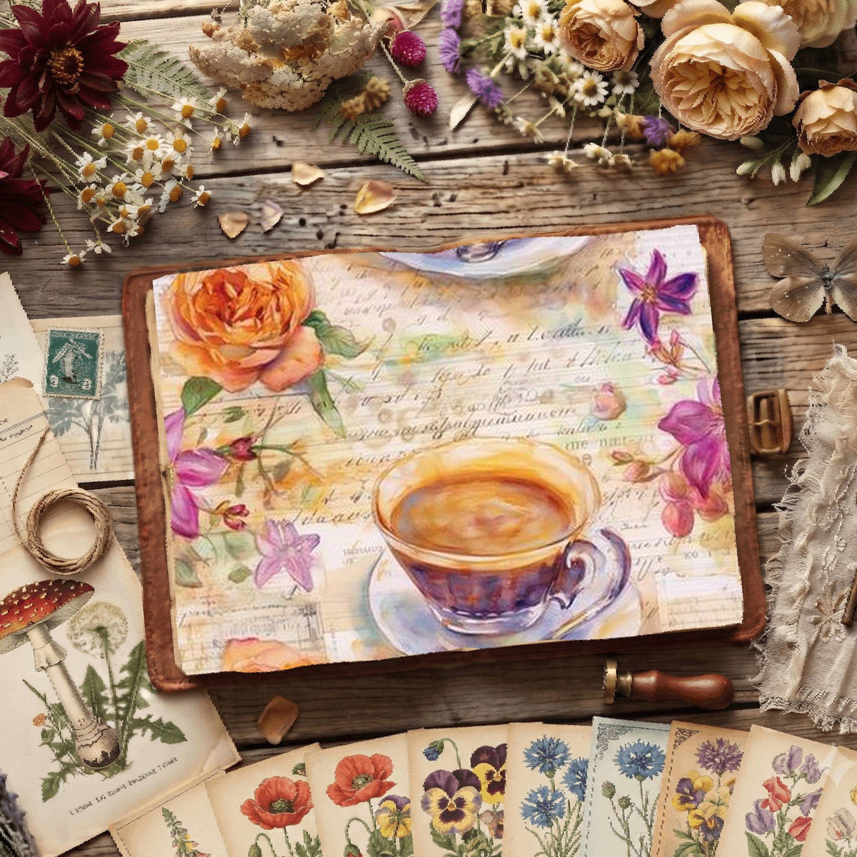 Floral Coffee Digital Papers
