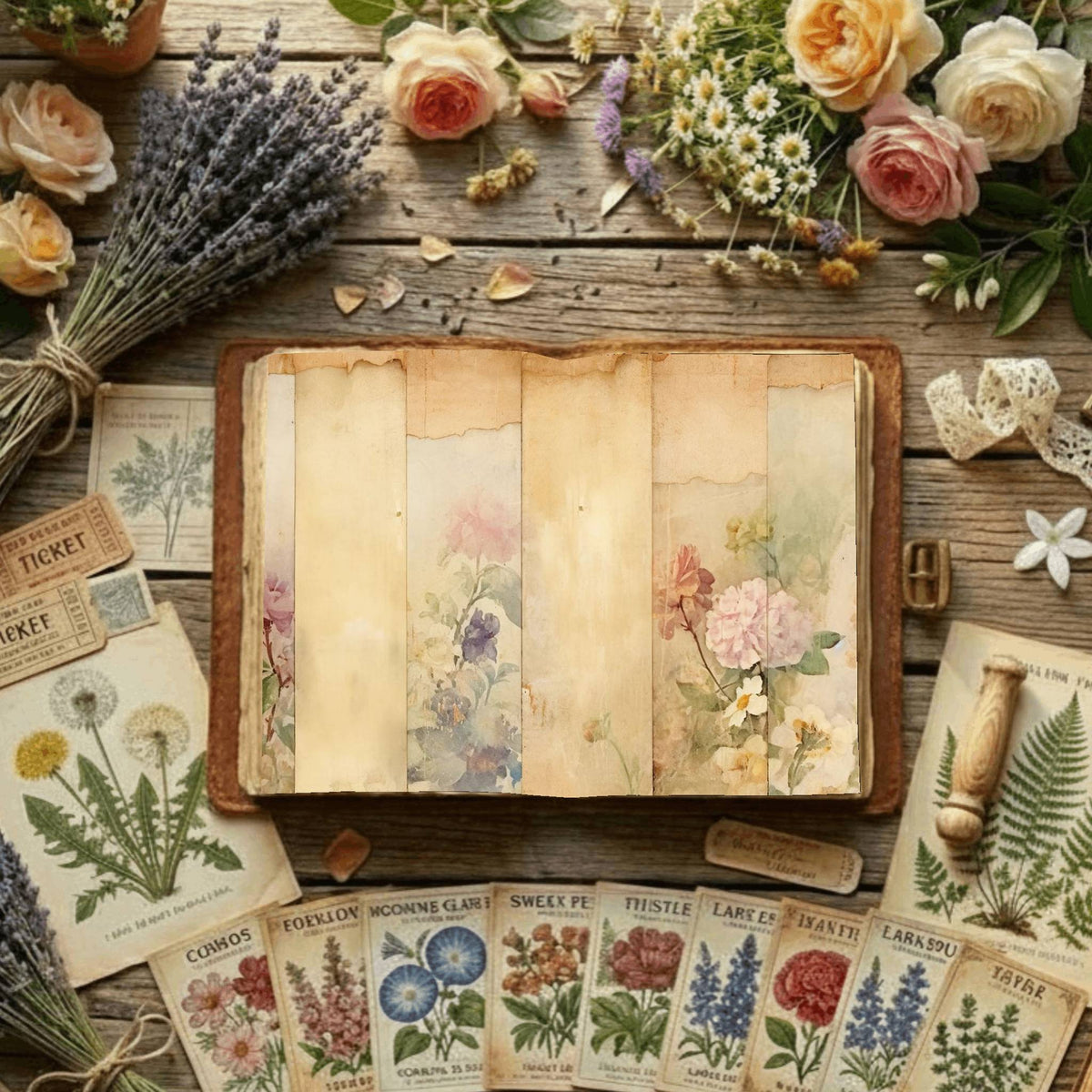 Floral Collage Digital Papers