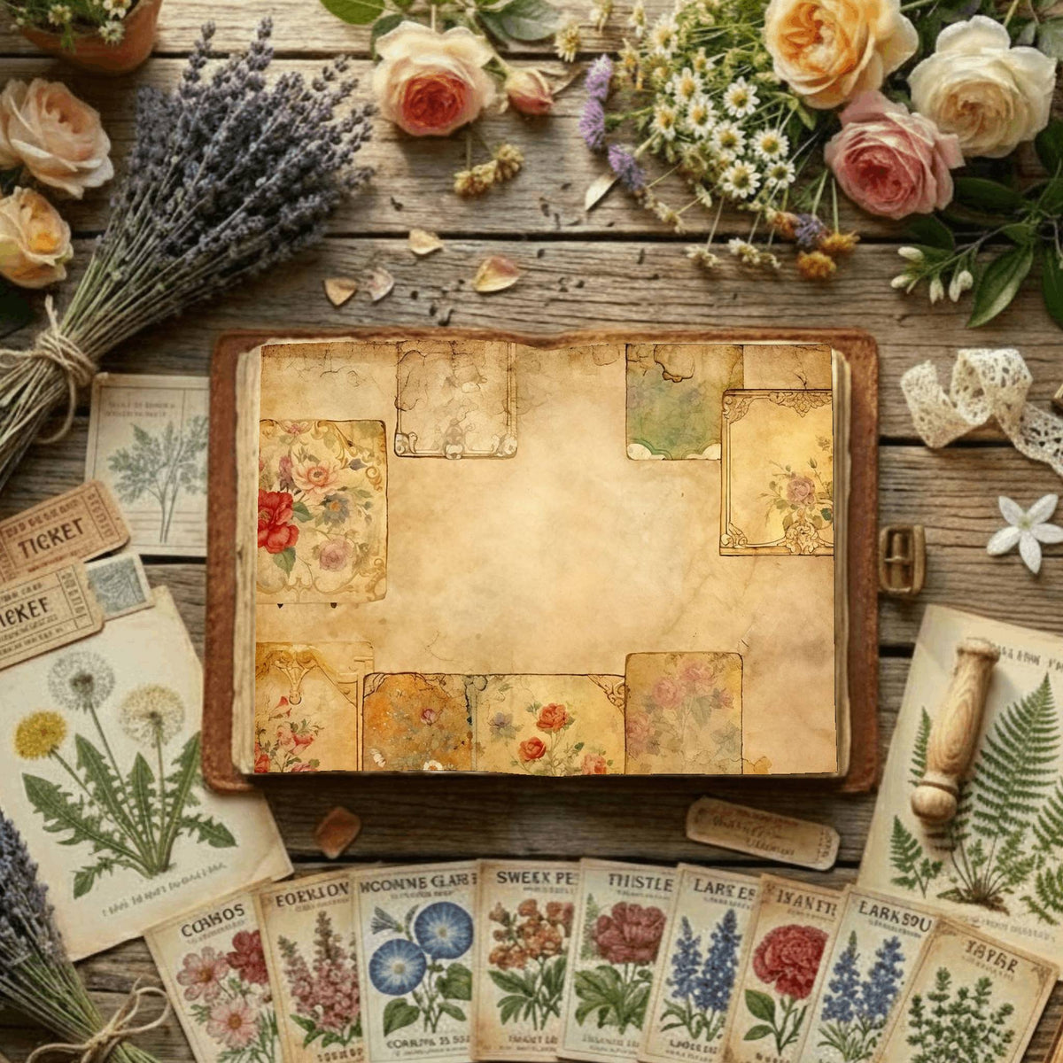 Floral Collage Digital Papers