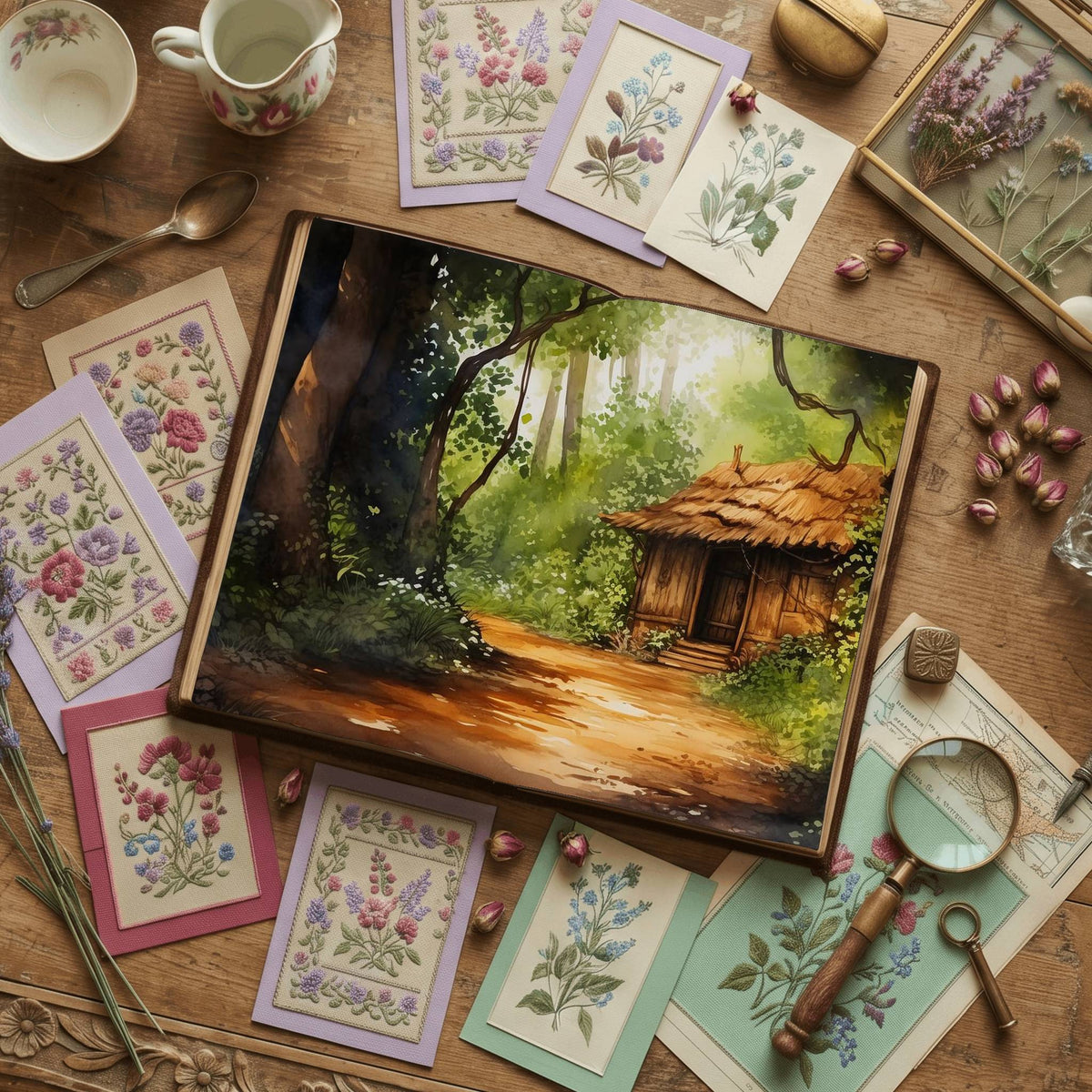 Forest Cabin Digital Papers