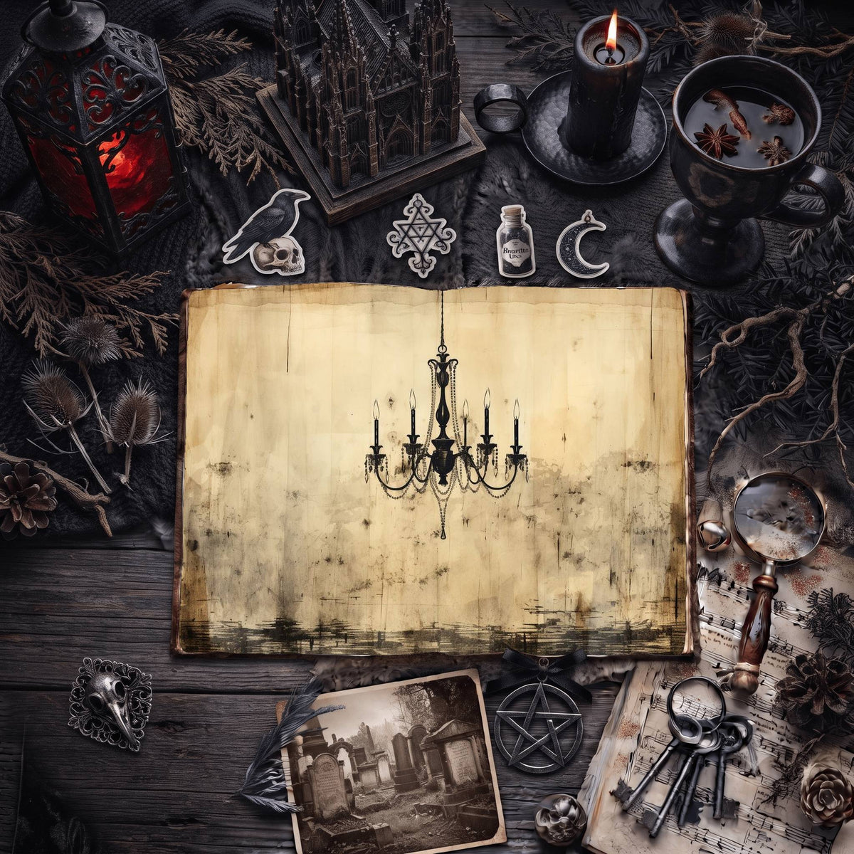 Gothic Chandeliers Digital Papers