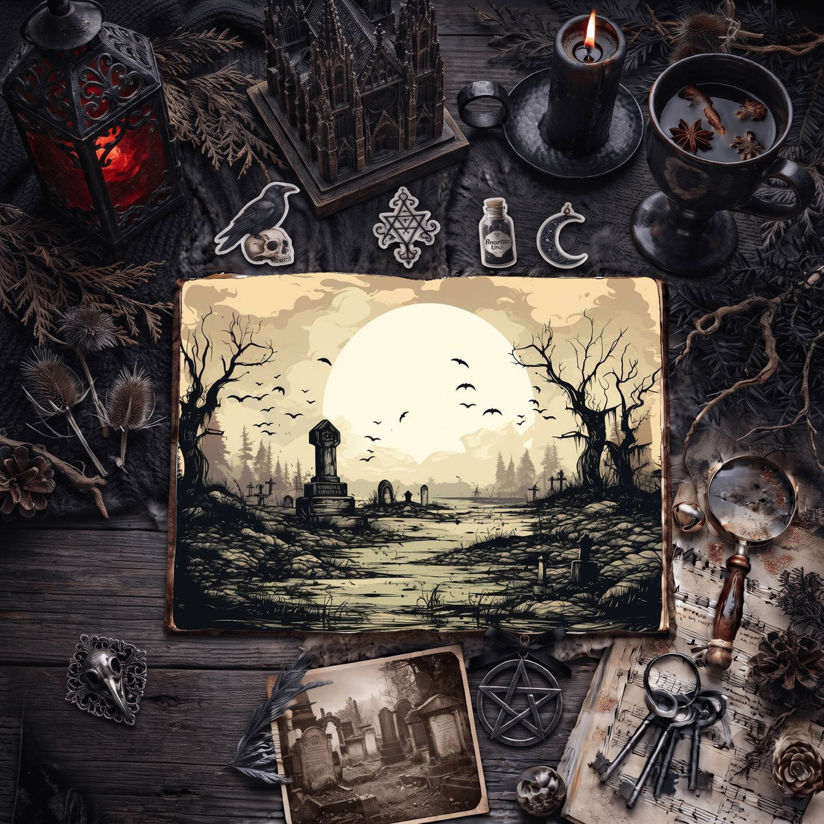 Gothic Moon Digital Papers