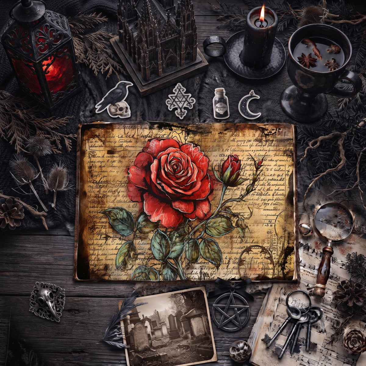 Gothic Roses Digital Papers