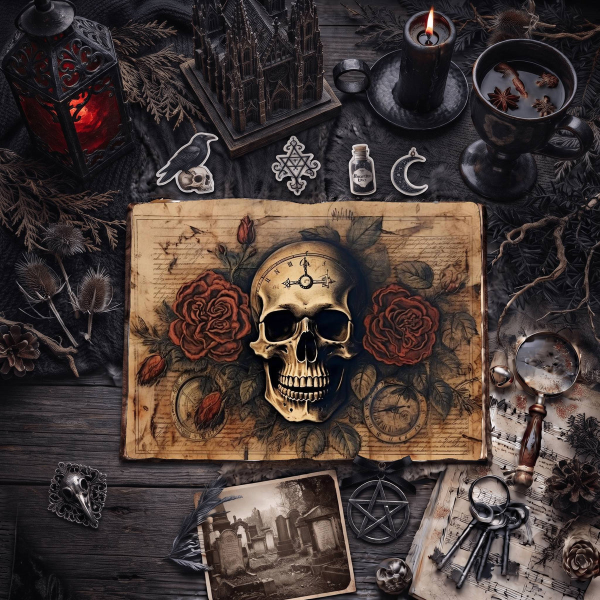 Gothic Skulls Digital Papers