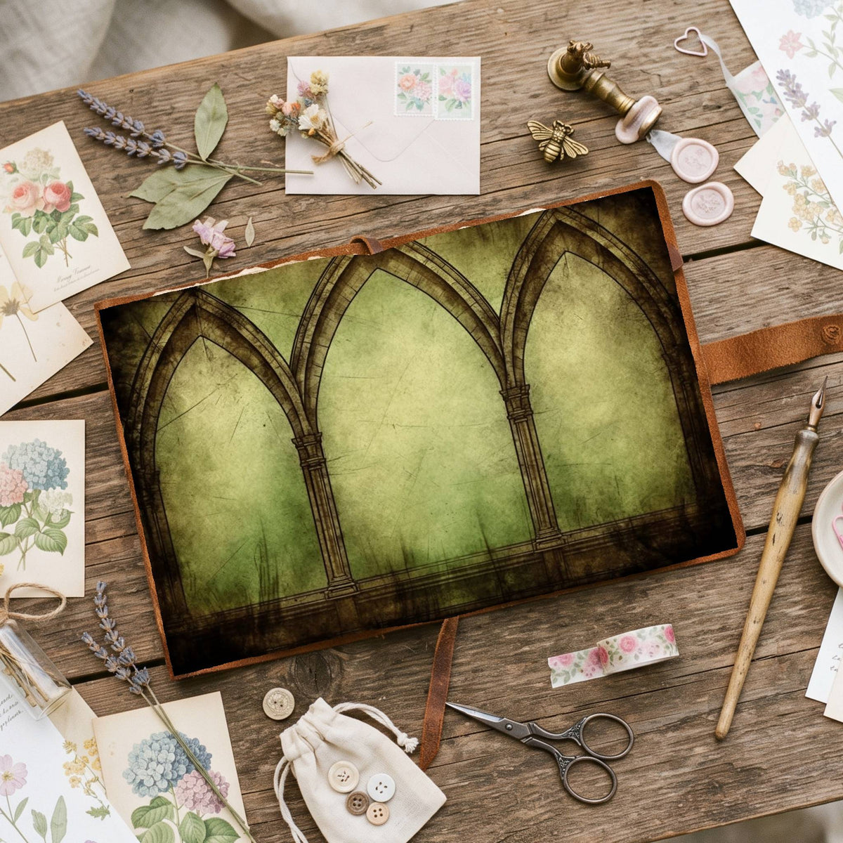 Green Arches Digital Papers