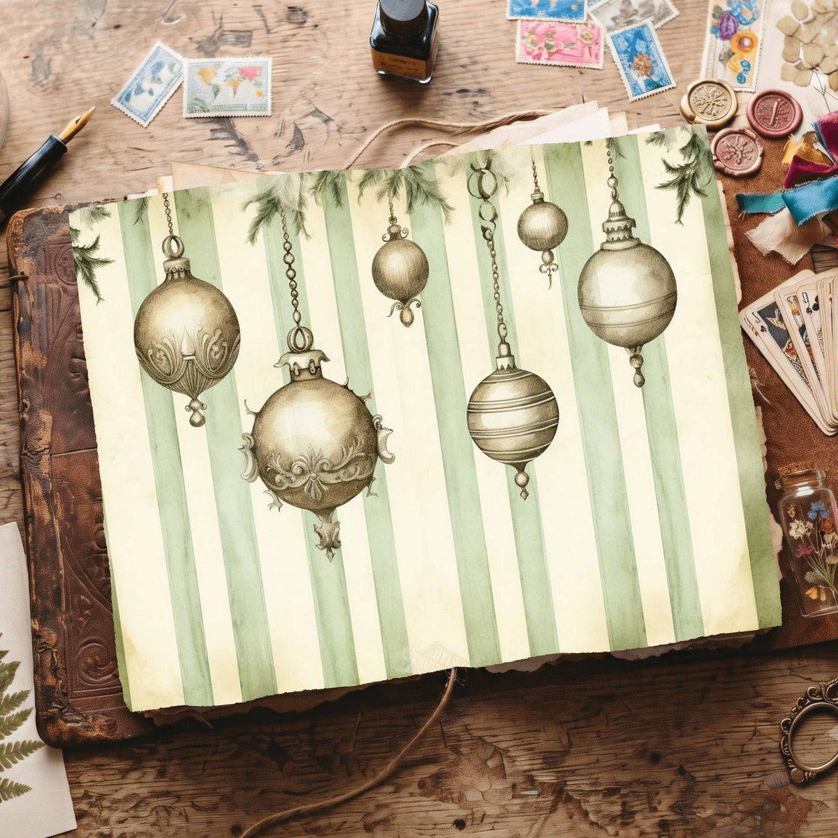 Green Christmas Digital Papers