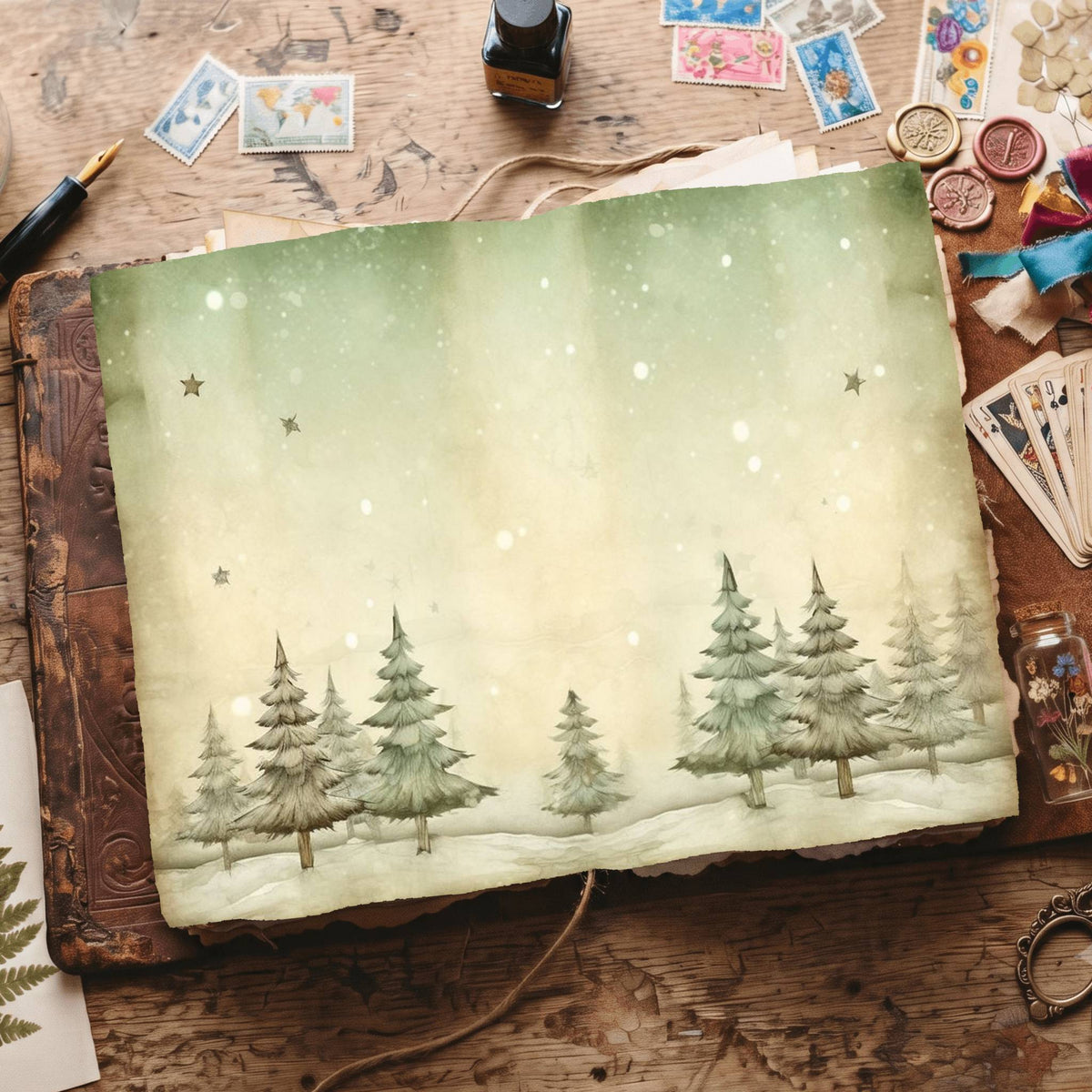 Green Christmas Digital Papers
