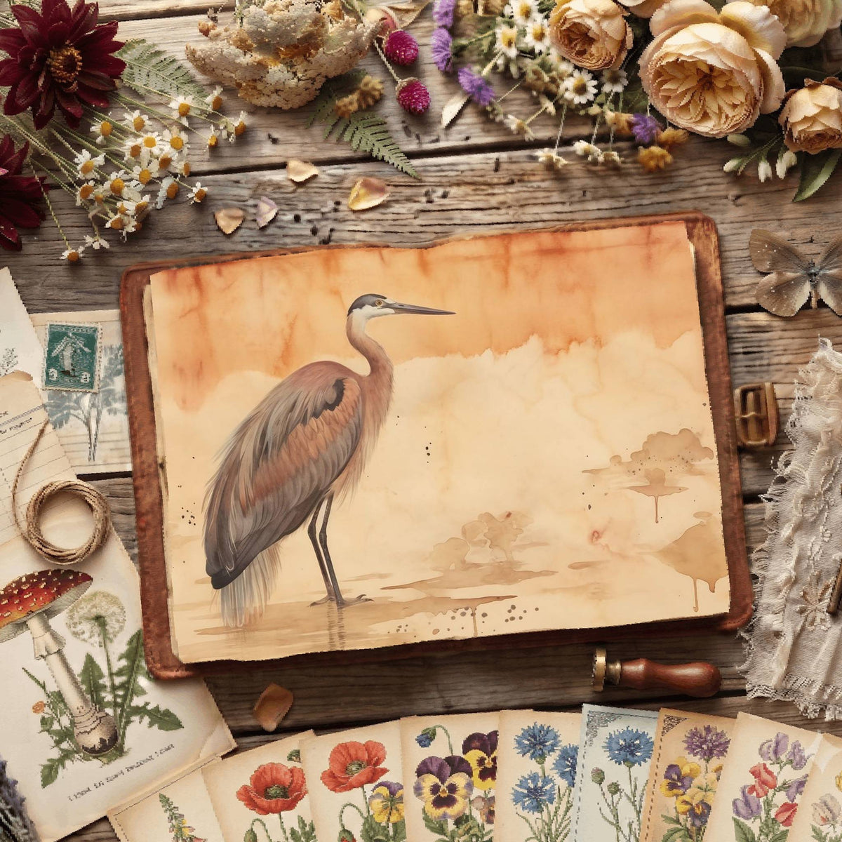 Heron Birds Digital Papers