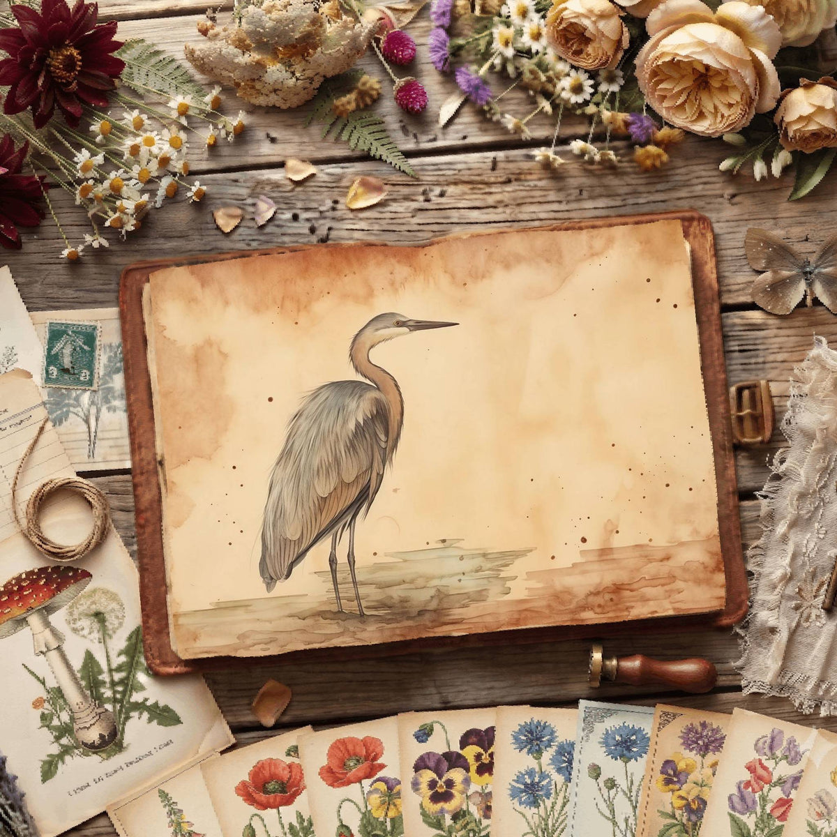 Heron Birds Digital Papers