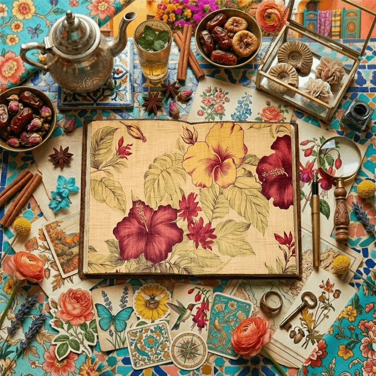 Hibiscus Watercolour Digital Papers