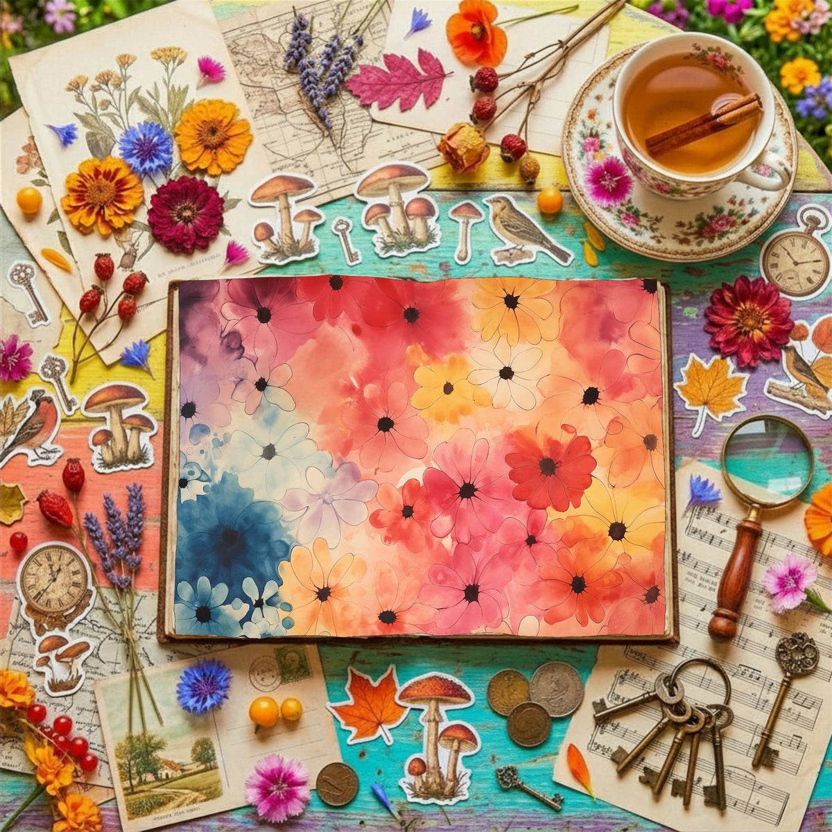 Hippie Flowers Digital Papers