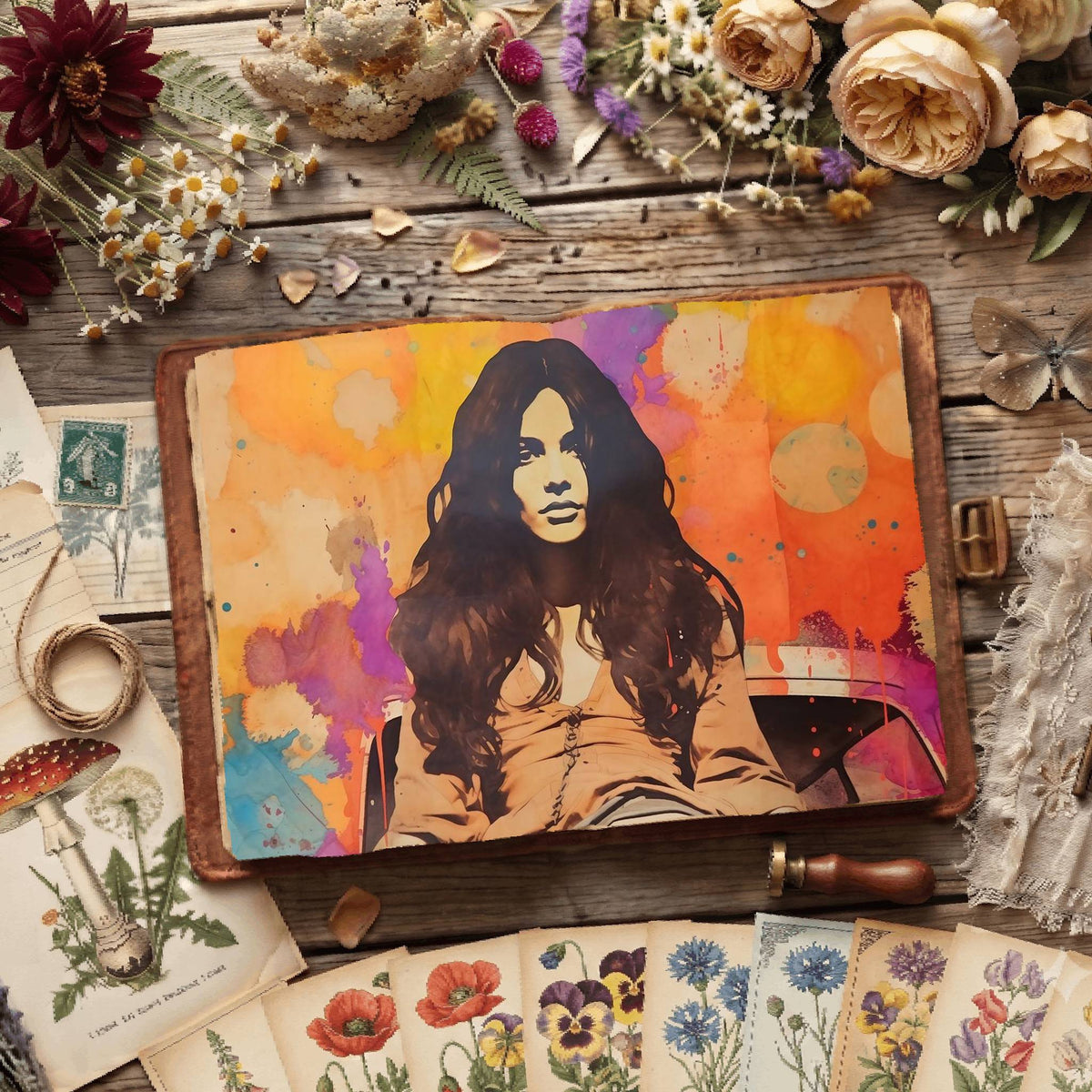 Hippie Woman Digital Papers