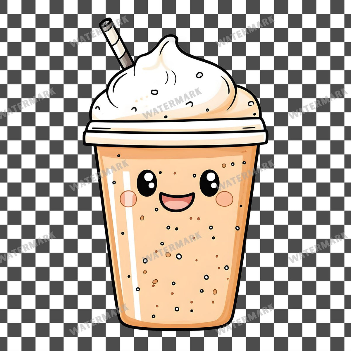 Iced Latte Kawaii Style Clipart Pngs