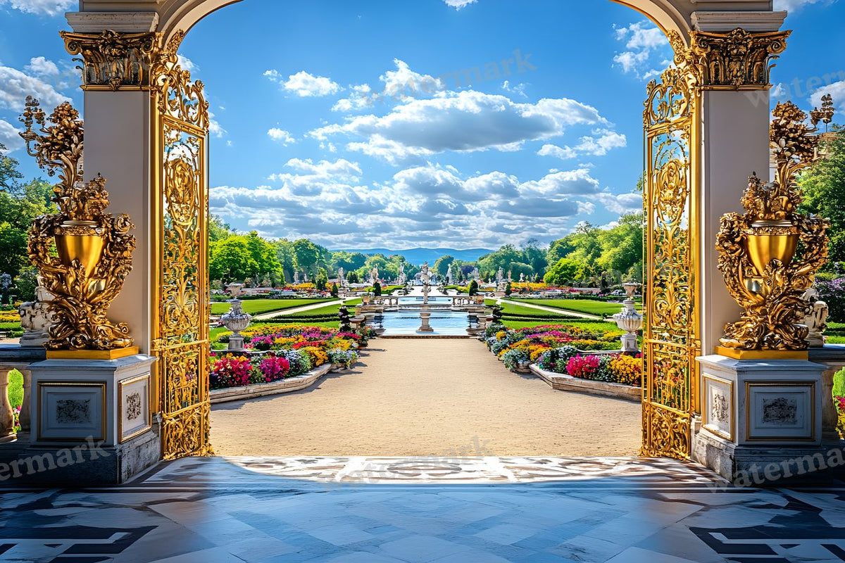 Lavish Baroque Garden digital photo backdrop for photo editing, preview 7