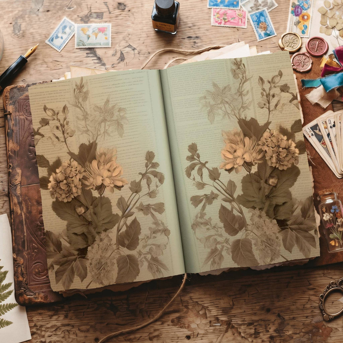 Lined Flower Digital Papers