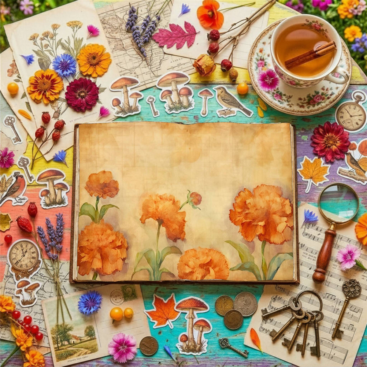 Marigold Flowers Digital Papers