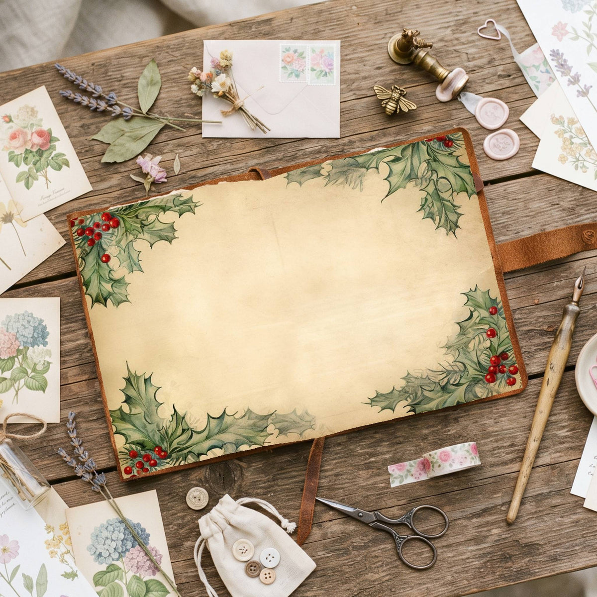 Misletoe Frame Digital Papers
