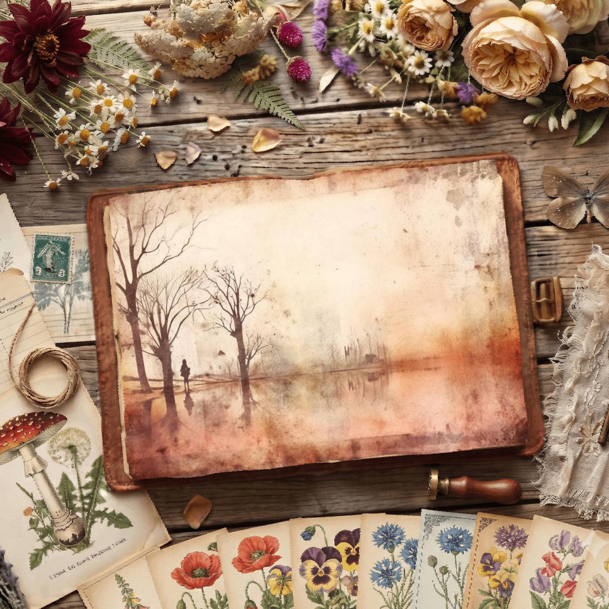 Misty Riverscape Digital Papers