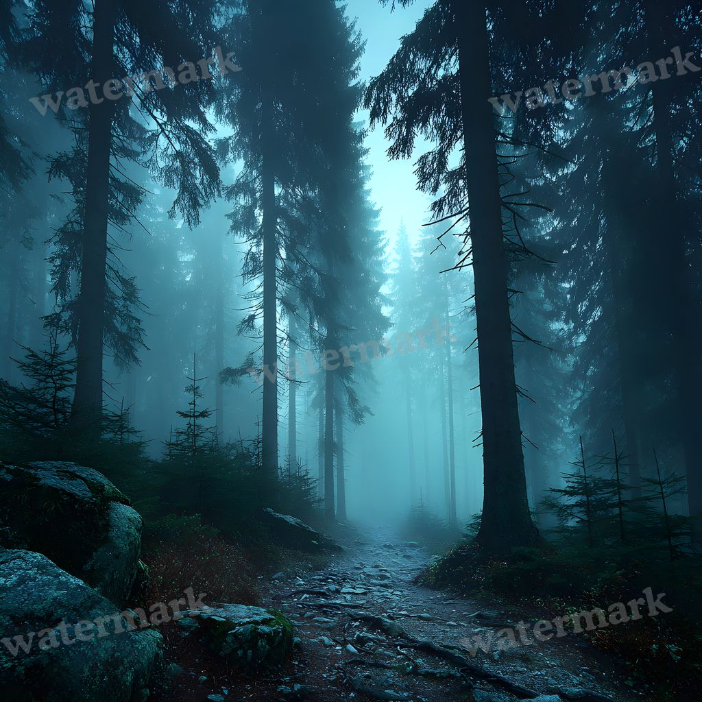 Misty Forest digital photo backdrop for photo editing, preview 7
